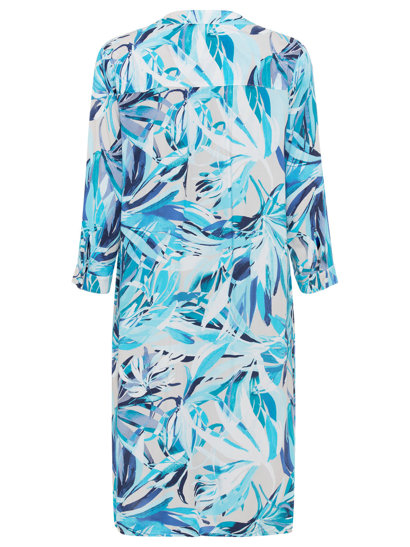 Ocean Breeze Print Woven Dress - Aruba Blue