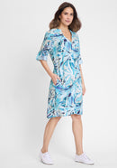 Ocean Breeze Print Woven Dress - Aruba Blue
