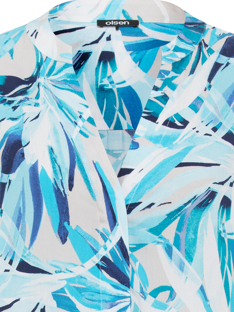 Ocean Breeze Print Woven Dress - Aruba Blue