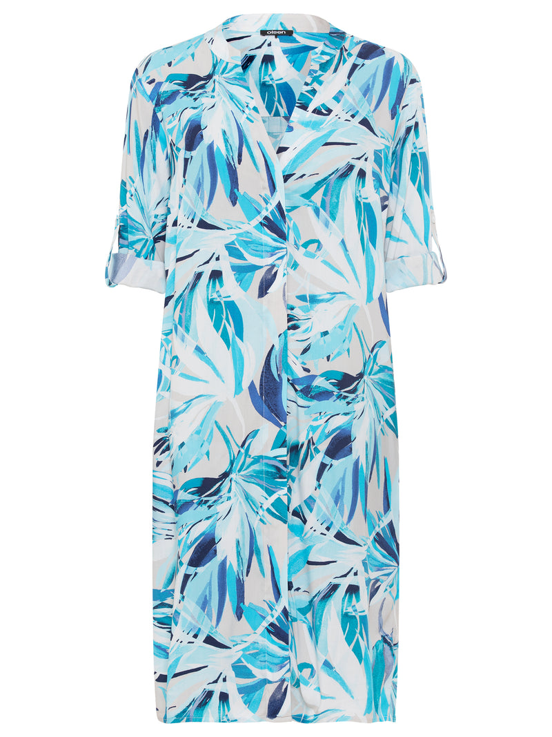 Ocean Breeze Print Woven Dress - Aruba Blue