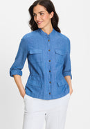 Ocean Breeze Plain Cardigan - Capri Blue Melange