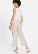 Ocean Breeze Linen Blend Cropped Trousers - Light Stone