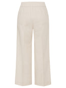 Ocean Breeze Linen Blend Cropped Trousers - Light Stone