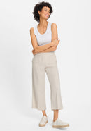 Ocean Breeze Linen Blend Cropped Trousers - Light Stone