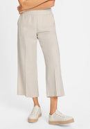 Ocean Breeze Linen Blend Cropped Trousers - Light Stone