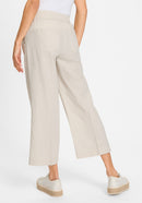 Ocean Breeze Linen Blend Cropped Trousers - Light Stone