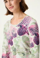 Spring Garden Print 3/4 Sleeve Tee - Electric Fuchsia