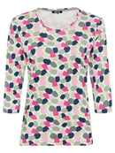 Spring Garden Print 3/4 Sleeve Tee - Electric Fuchsia
