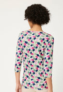 Spring Garden Print 3/4 Sleeve Tee - Electric Fuchsia