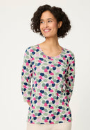 Spring Garden Print 3/4 Sleeve Tee - Electric Fuchsia