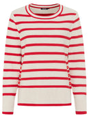 Striped Round Neck Jumper - Red Rose