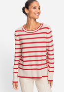 Striped Round Neck Jumper - Red Rose