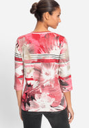 Graphic Print Long Sleeve T-Shirt - Red Rose