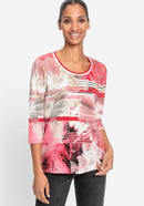 Graphic Print Long Sleeve T-Shirt - Red Rose