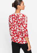 Long Sleeve Print T-Shirt - Red Rose