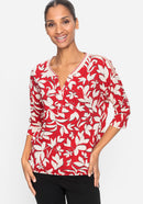 Long Sleeve Print T-Shirt - Red Rose