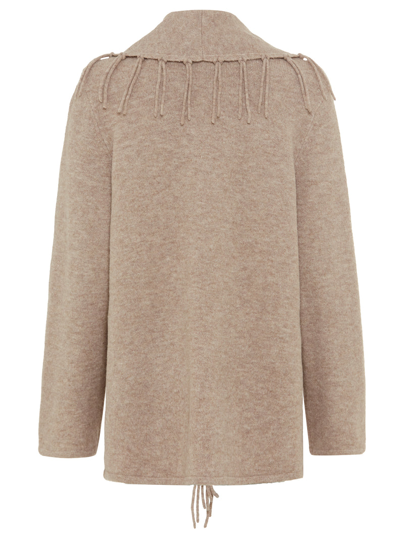 Plain Cardigan - Dark Taupe Melange