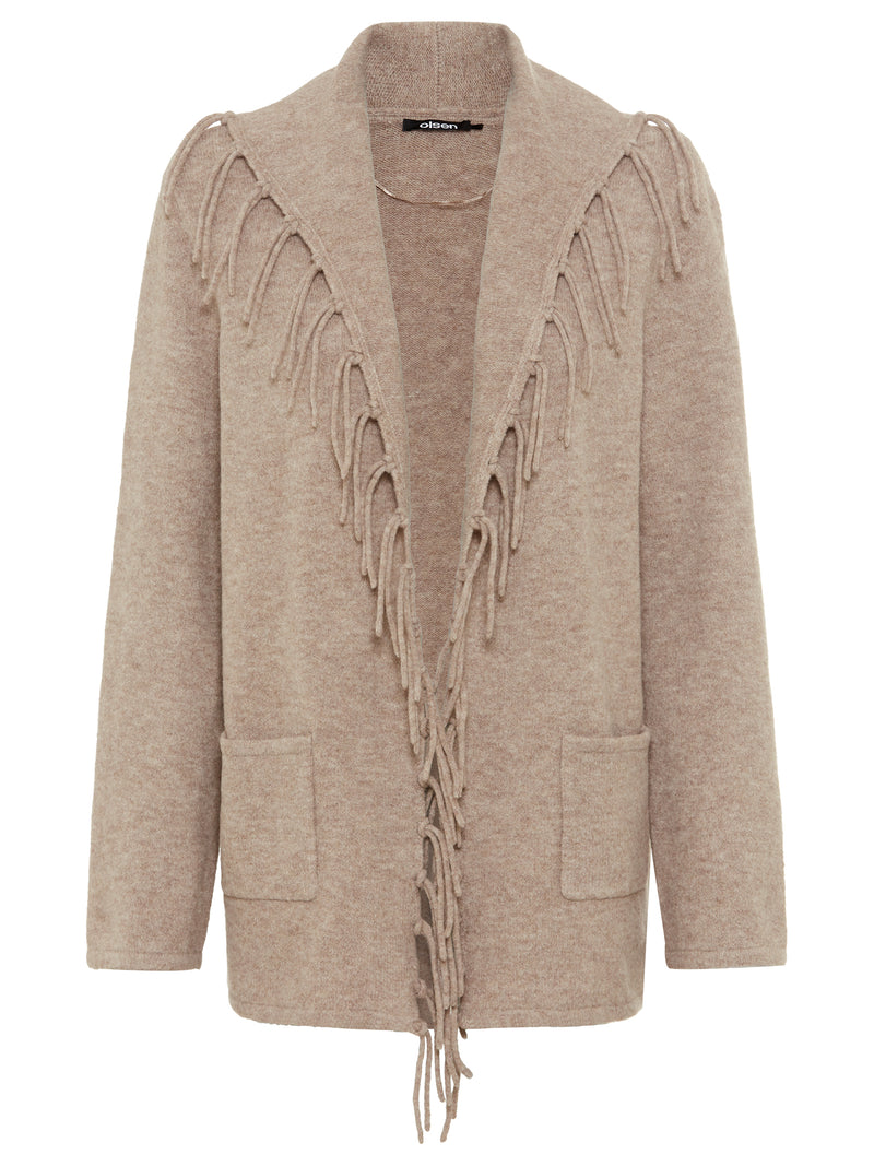 Plain Cardigan - Dark Taupe Melange