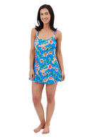 Tropical Skirt Swimsuit - Cobalt Blue