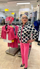 Jacquard Dot Boxy Jacket - White/black