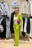 Textured Wide-Leg Trouser - Greenery