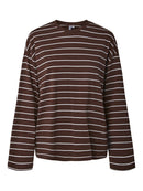 Sadie Long Sleeve Stripe T-Shirt - Hot Fudge/cloud Dancer