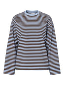 Sadie Long Sleeve Stripe T-Shirt - Cashmere Blue/hot Fudge