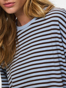 Sadie Long Sleeve Stripe T-Shirt - Cashmere Blue/hot Fudge