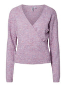 Allie Wrap V Neck Jumper - Light Lilac Melange