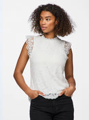 Olline Sleeveless Lace Top - Cloud Dancer