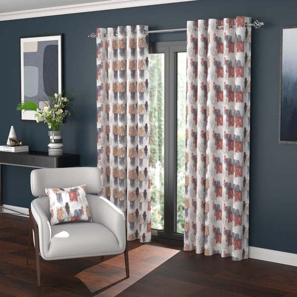 Porto Eyelet Readymade Curtains - Russet