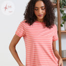 Paula Stripe T-Shirt - Coral