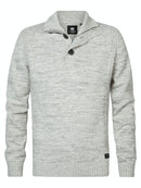 3 Button Knit - Antique White Melee