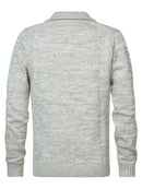 3 Button Knit - Antique White Melee