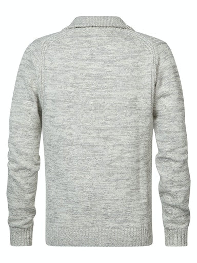 3 Button Knit - Antique White Melee