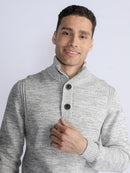 3 Button Knit - Antique White Melee
