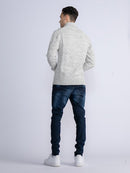 3 Button Knit - Antique White Melee