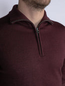 Plain 1/4 Zip Jumper - Dark Brick