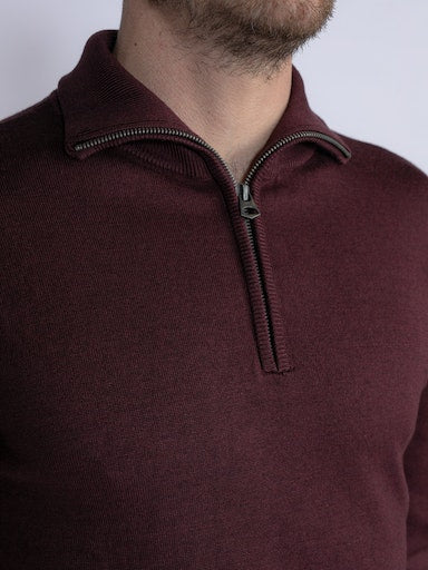 Plain 1/4 Zip Jumper - Dark Brick