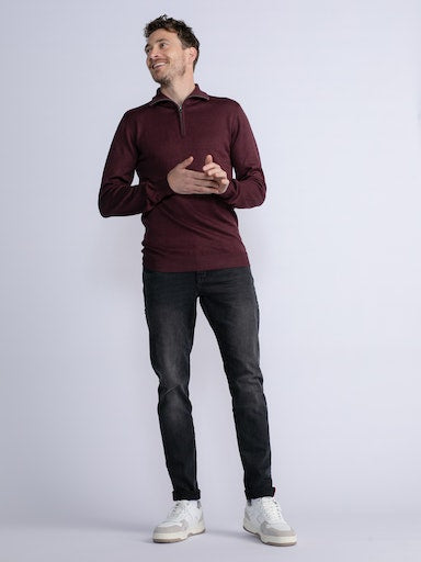 Plain 1/4 Zip Jumper - Dark Brick