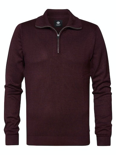 Plain 1/4 Zip Jumper - Dark Brick