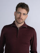 Plain 1/4 Zip Jumper - Dark Brick