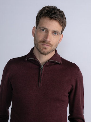 Plain 1/4 Zip Jumper - Dark Brick