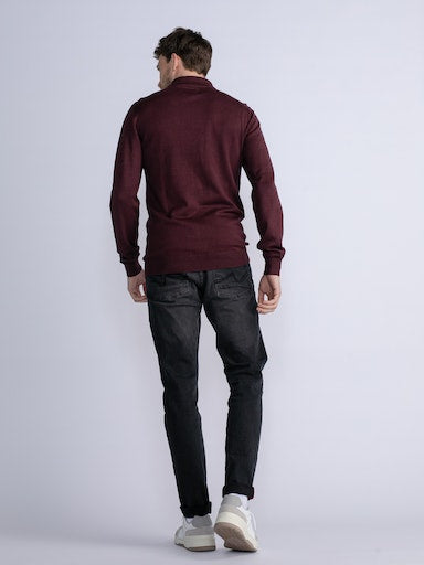 Plain 1/4 Zip Jumper - Dark Brick