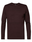 Plain Round Neck Jumper - Dark Brick
