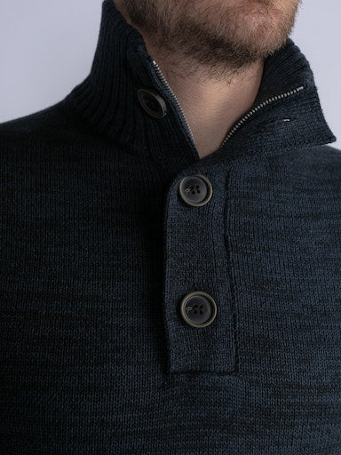 3 Button Knit - Midnight Navy