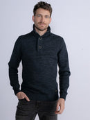 3 Button Knit - Midnight Navy