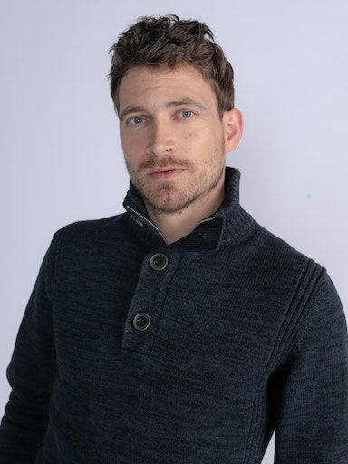 3 Button Knit - Midnight Navy