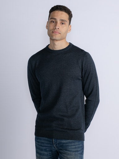 Plain Round Neck Jumper - Midnight Navy
