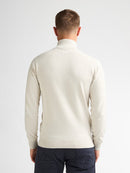 1/4 Zip Cotton Jumper - Antique White Melee